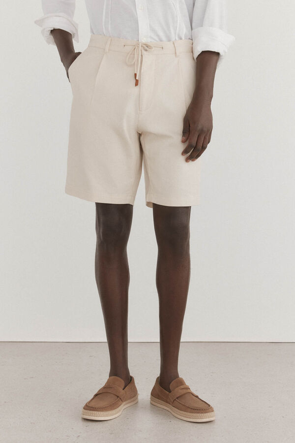 Pedro del Hierro Bermudas com linho e atacadores Ecru