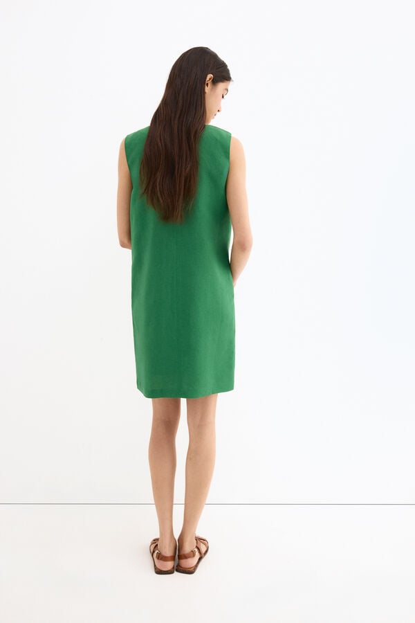 Pedro del Hierro T&uacute;nica curta em linho Verde