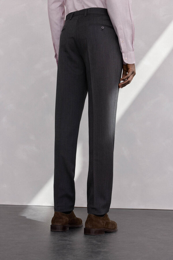 Pedro del Hierro Cal&ccedil;a cinza estruturada slim fit bi-el&aacute;stica Cizento