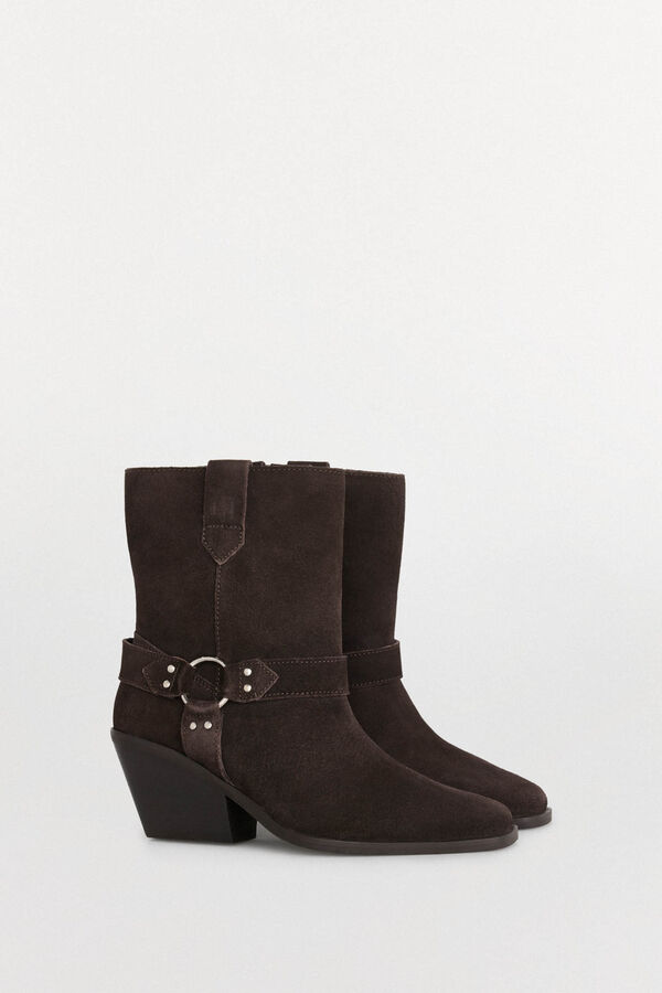 Pedro del Hierro Botins de pele de cowboy com aro e tachas Marrom