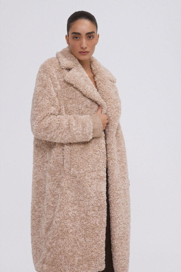 Pedro del Hierro Casaco Sobretudo de pele falsa Beige