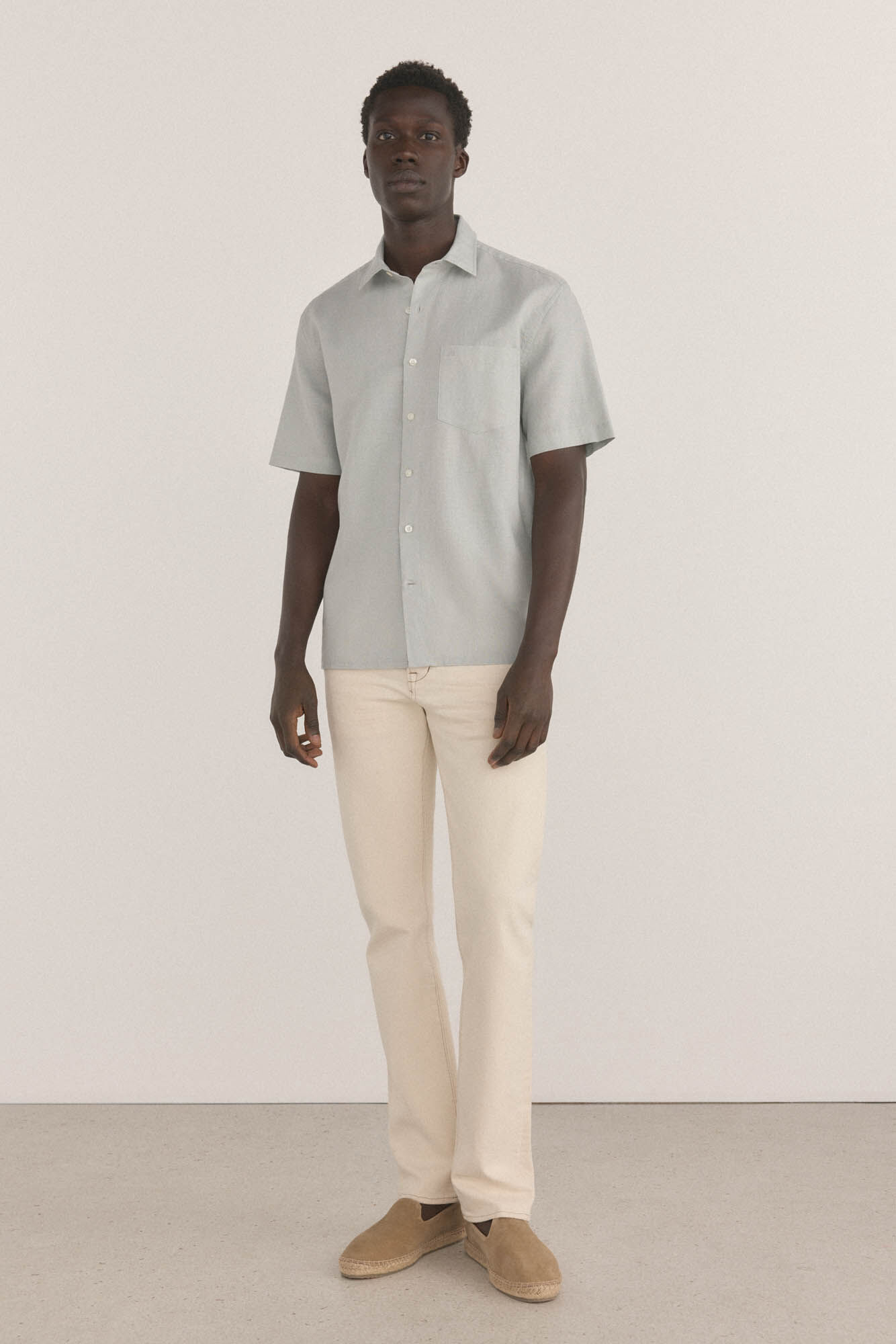 Pedro del Hierro Camisa de linho de tecido manga curta