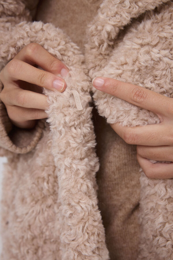 Pedro del Hierro Casaco Sobretudo de pele falsa Beige