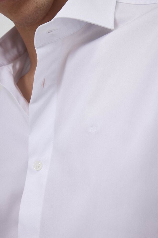 Pedro del Hierro Camisa de fato lisa f&aacute;cil de engomar Branco