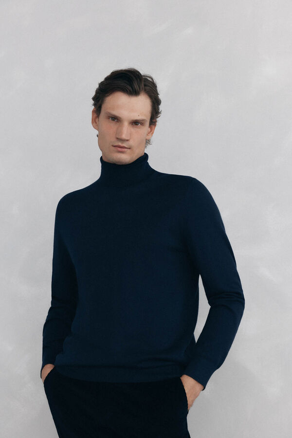 Pedro del Hierro Camisola gola cisne Azul