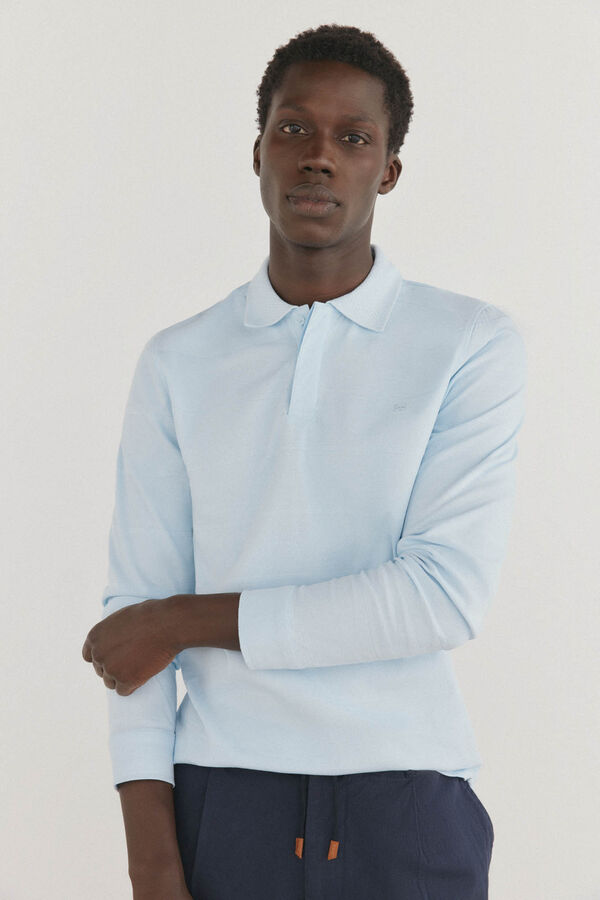 Pedro del Hierro Polo piqu&eacute; manga comprida  Azul