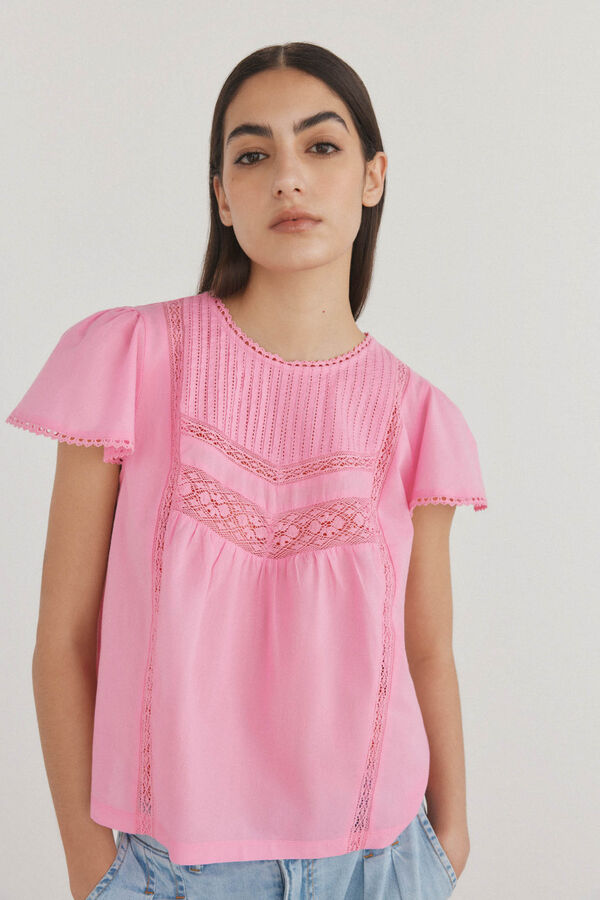 Pedro del Hierro Camiseta rom&aacute;ntica combinada Rosa
