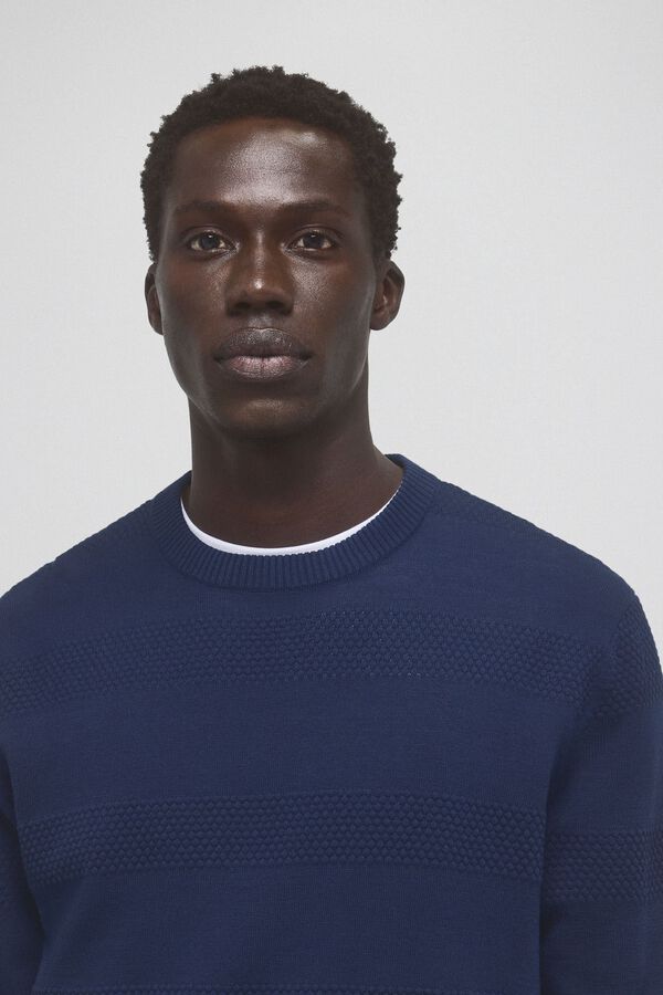 Pedro del Hierro Jersey punto fino algod&oacute;n estructura horizontal Azul