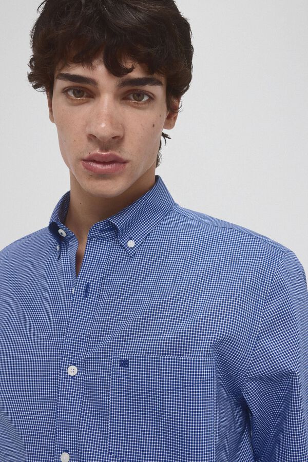 Pedro del Hierro Camisa non iron + antimanchas lisa Azul