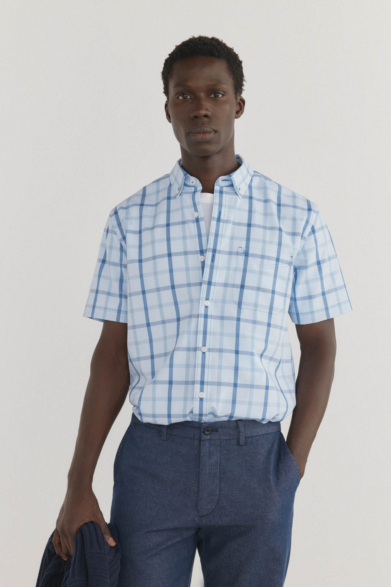 Pedro del Hierro Camisa non iron cuadros manga corta