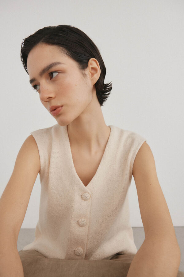 Pedro del Hierro Colete curto em malha cropped Marrom