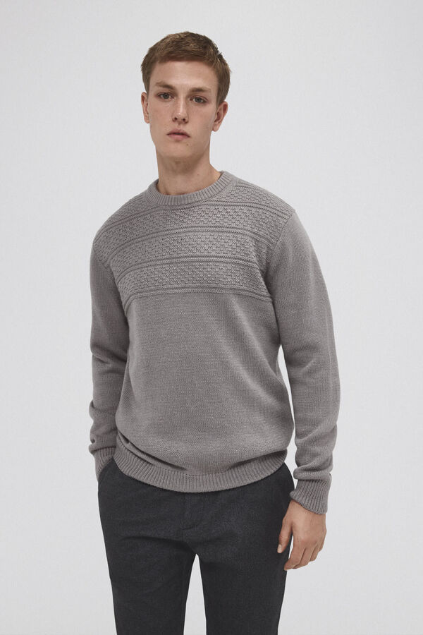 Pedro del Hierro Jersey lana fantas&iacute;a cuello redondo Gris