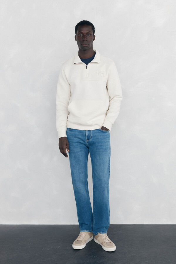 Pedro del Hierro Sudadera cuello cremallera tejido t&eacute;cnico Blanco