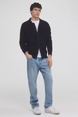 Pedro del Hierro C&aacute;rdigan punto algod&oacute;n cuello polo botones Azul
