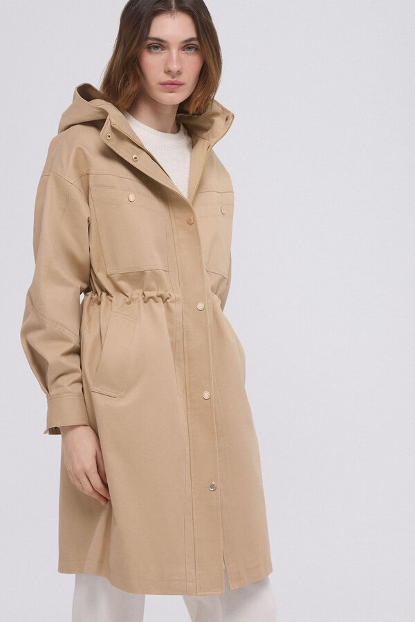 Pedro del Hierro Parka algod&atilde;o capuz Beige
