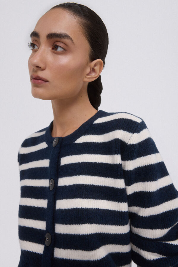 Pedro del Hierro Chaqueta rayas bicolor botones met&aacute;licos Azul