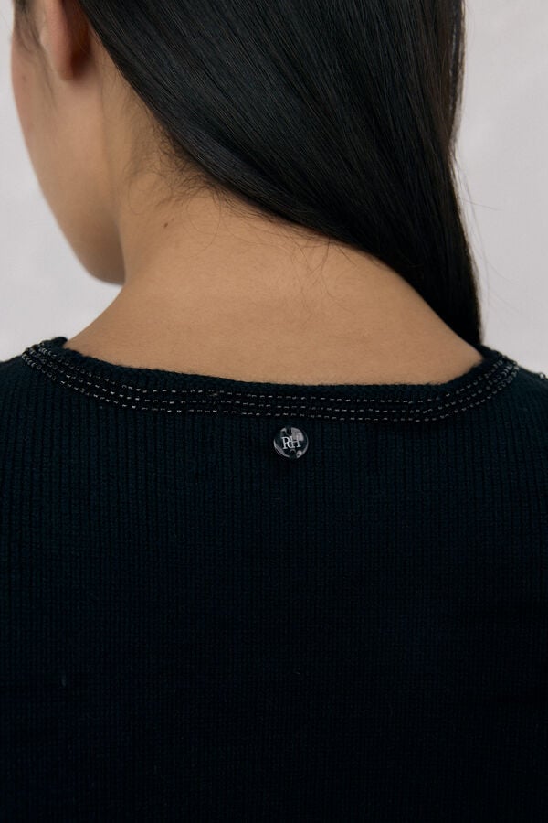 Pedro del Hierro Malha de colete com franjas bordado Preto