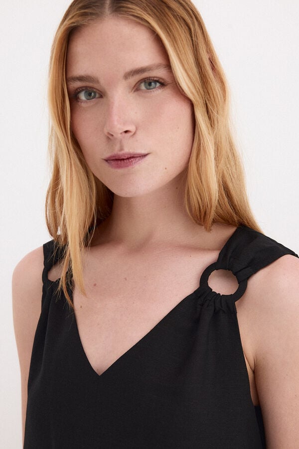 Pedro del Hierro T&uacute;nica curta em linho Preto
