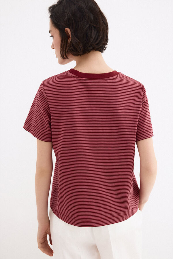 Pedro del Hierro T-shirt de manga curta &agrave;s riscas Bordeaux
