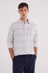 Springfield Camisa polera jacquard rayas horizontales azul