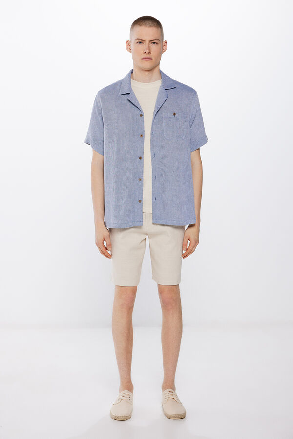 Springfield Camisa manga curta r&uacute;stica azul