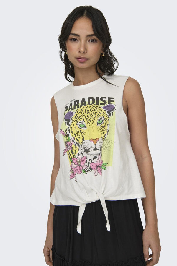 Only Camiseta sin mangas nudo blanco