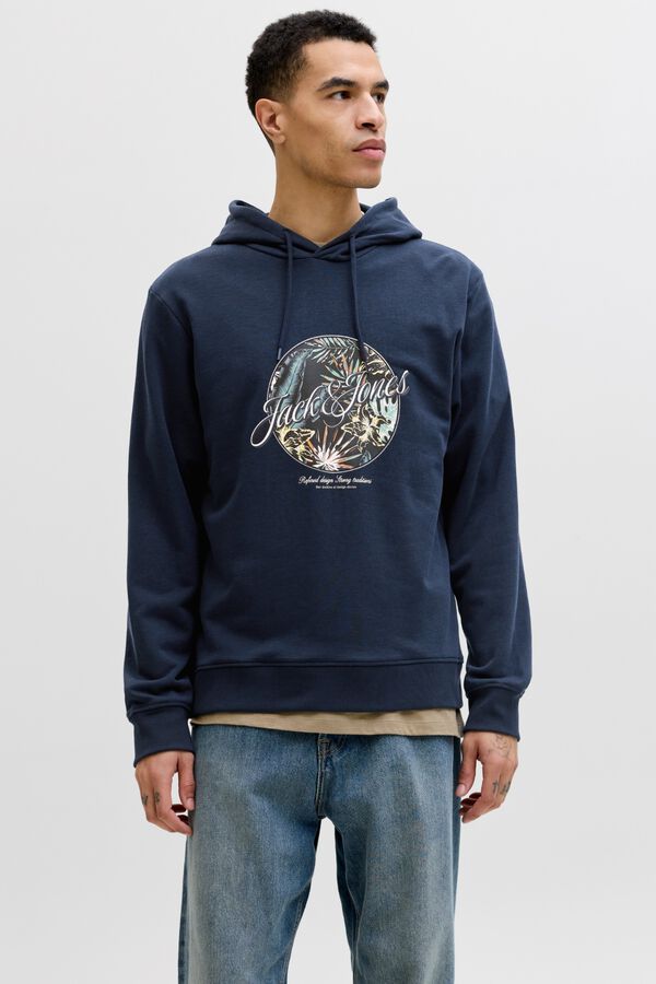 Jack & Jones Sweatshirt com capuz em algod&atilde;o azul