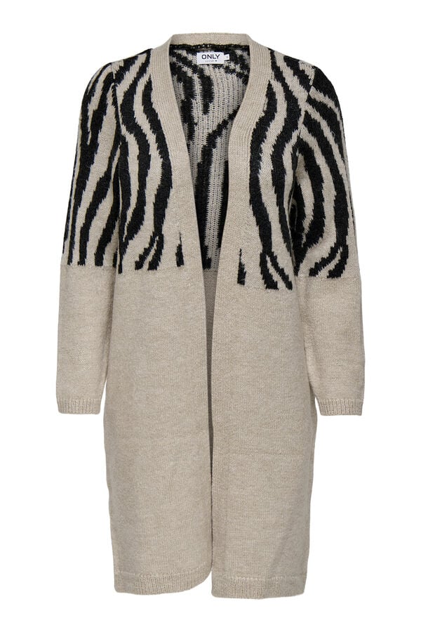 Only C&aacute;rdigan largo animal print blanco