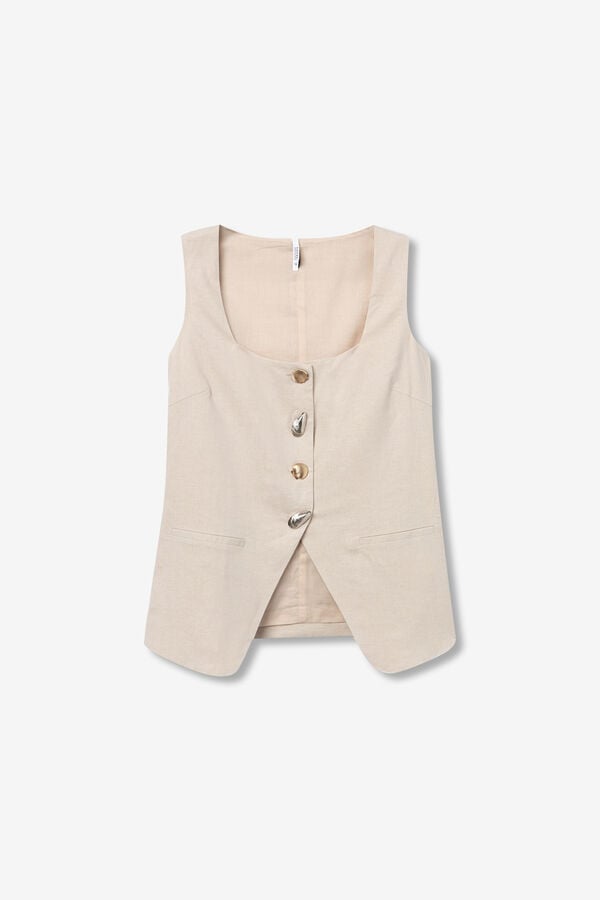 Tiffosi Top slim sin mangas beige