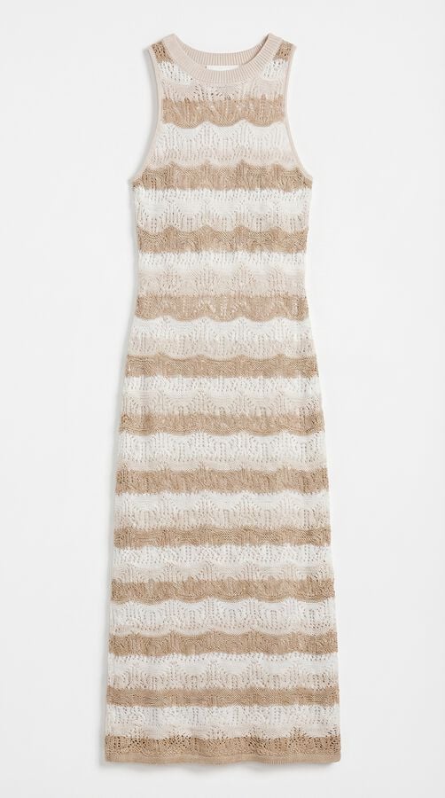 Springfield Vestido midi de malha gola halter cru