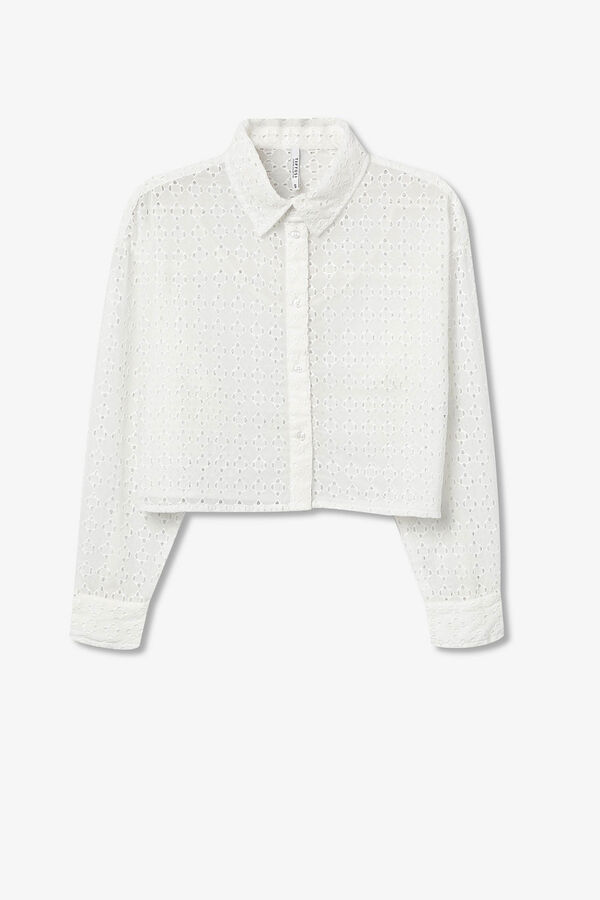 Tiffosi Camisa curta bordada em ingl&ecirc;s branco