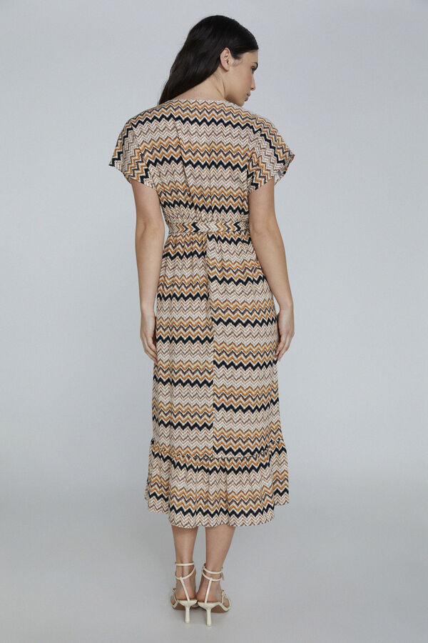 Only Vestido estampado largo lazo amarillo