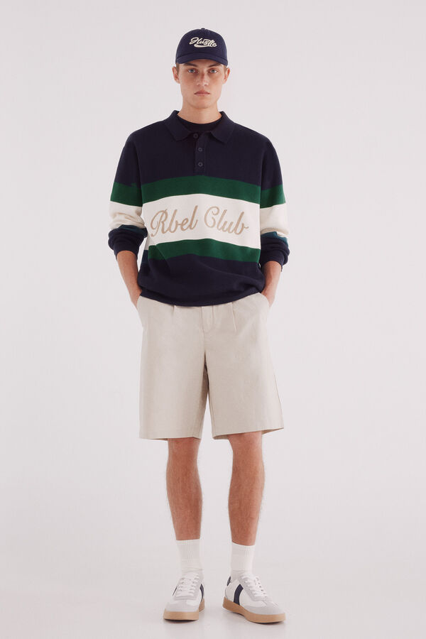 Springfield Jersey cuello polo texto bordado azul