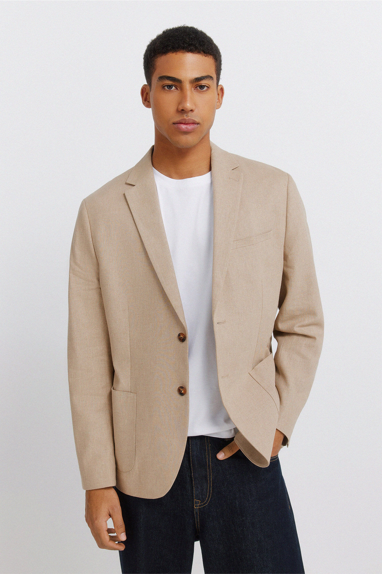 Springfield Blazer em linho e algod&atilde;o