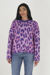 Springfield Jersey con jacquard animal morado