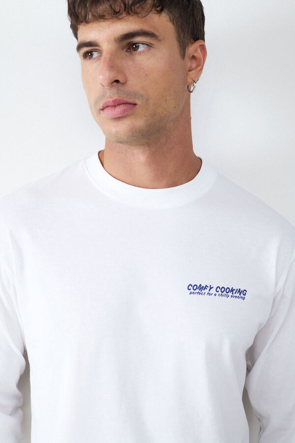 Balmohk Camiseta de manga manga comprida com estampa de piquenique branco