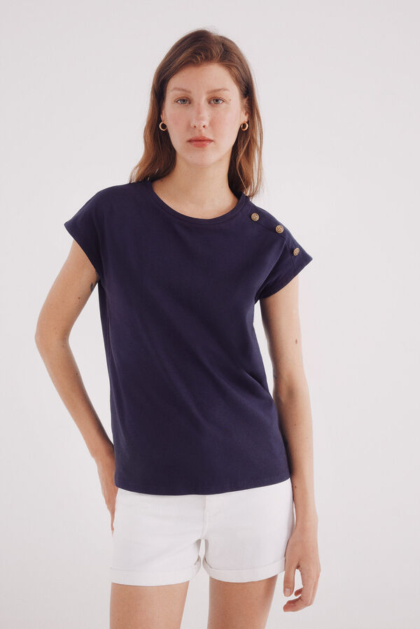 Springfield Camiseta botones hombros azul