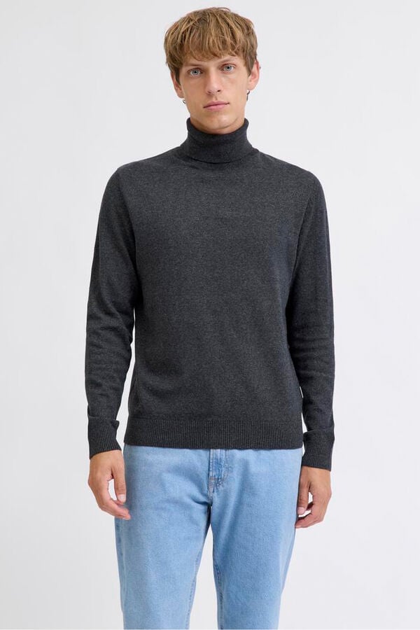 JJ REBEL Jersey de punto cuello vuelto gris