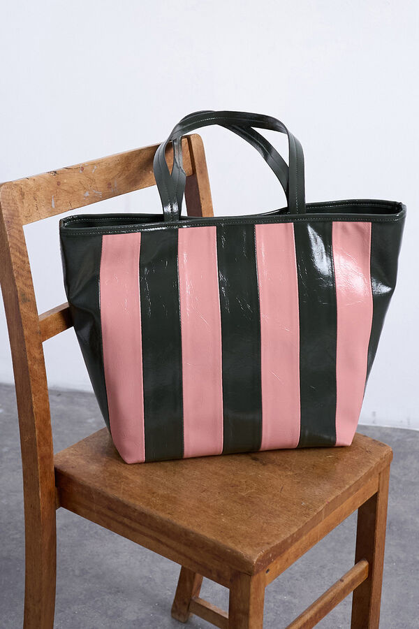 Topshop Mala tote bag &agrave;s riscas rosa