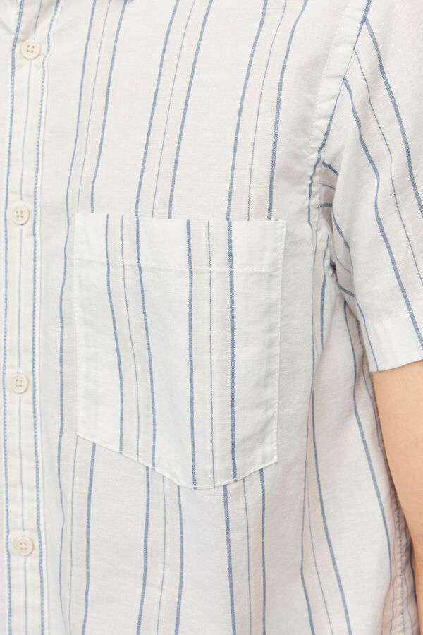 Jack & Jones Camisa linho às riscas branco