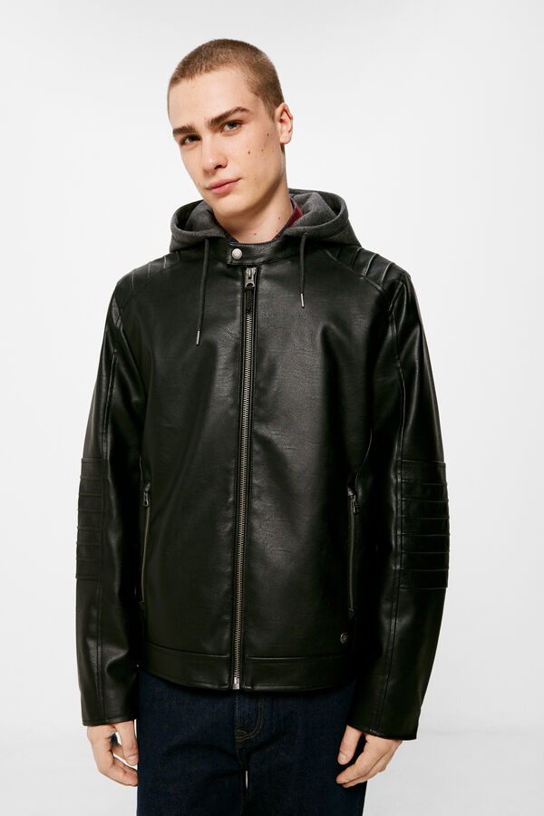 Springfield Blus&atilde;o efeito pele capuz preto