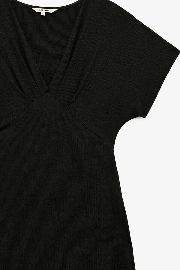 Koton Vestido midi gola em bico preto