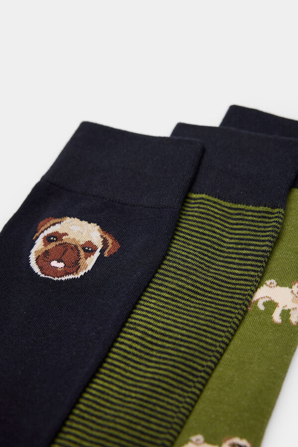Springfield Pack 3 calcetines perro carlino verde