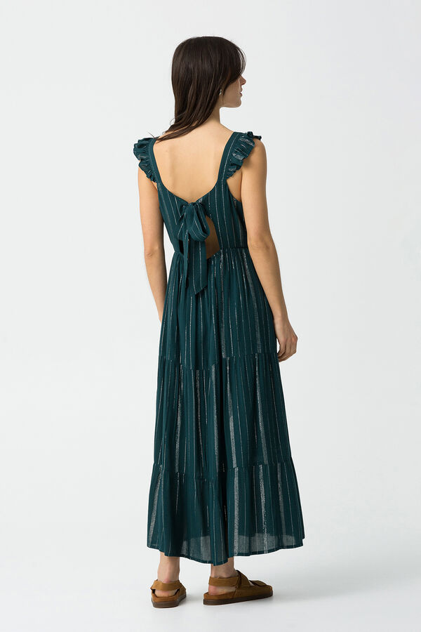 Tiffosi Vestido estampado com folhos verde