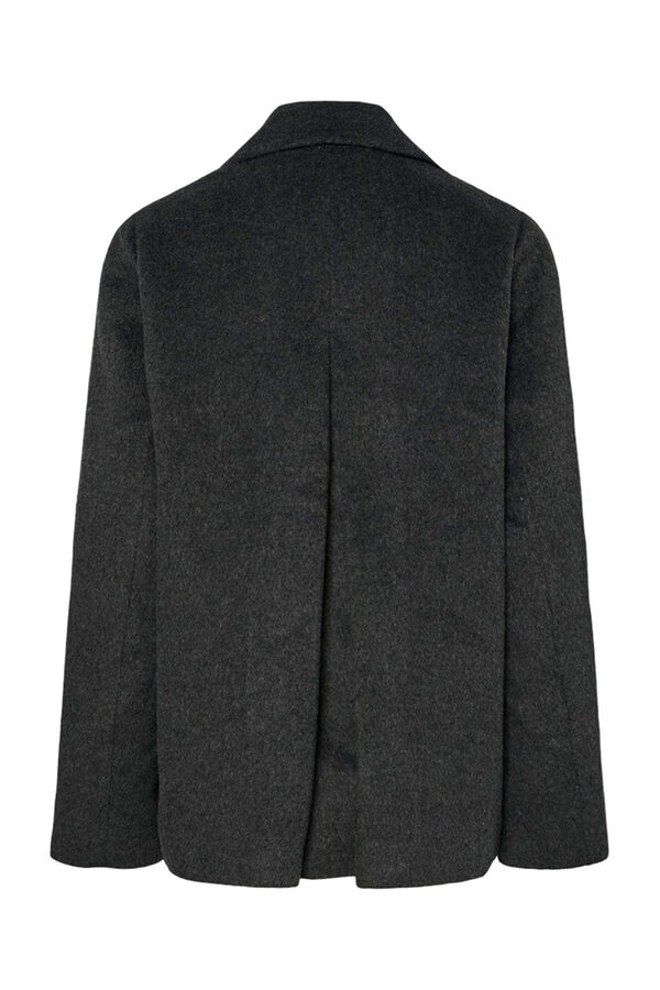 Pieces Sobretudo curto de tecido com bot&otilde;es de flores preto