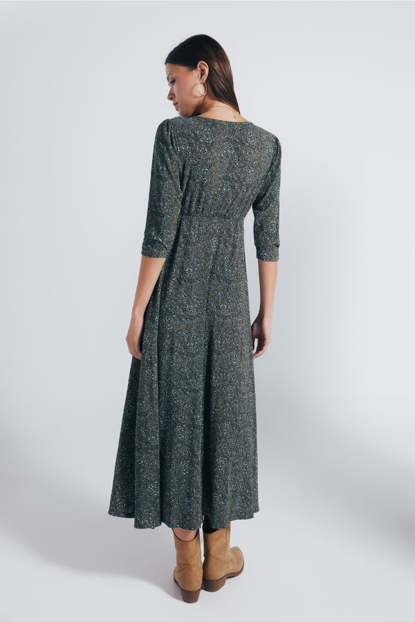 Springfield Vestido midi estampado florecitas kaki