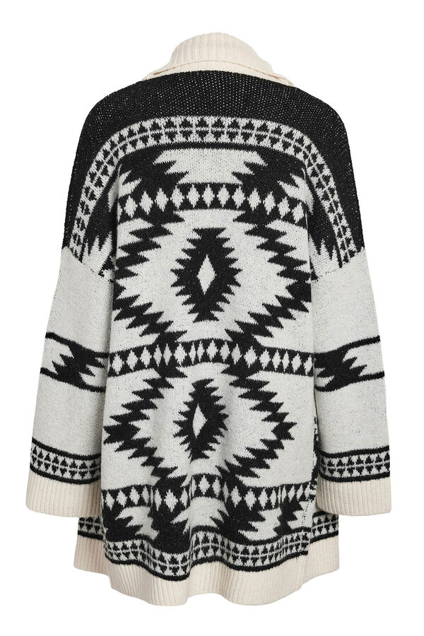 Noisy May Rebeca larga con cuello y estampado &eacute;tnico blanco