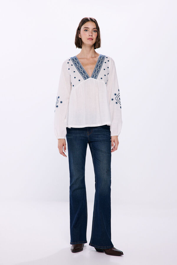 Springfield Blusa bordados blanco