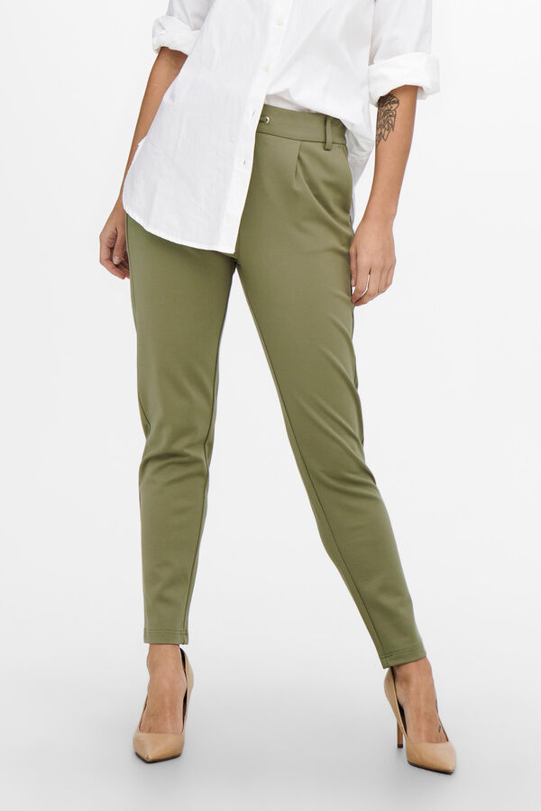 Only Cal&ccedil;a comprida reta el&aacute;stica de cintura alta verde