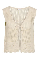 Noisy May Chaleco Crochet Calado gris